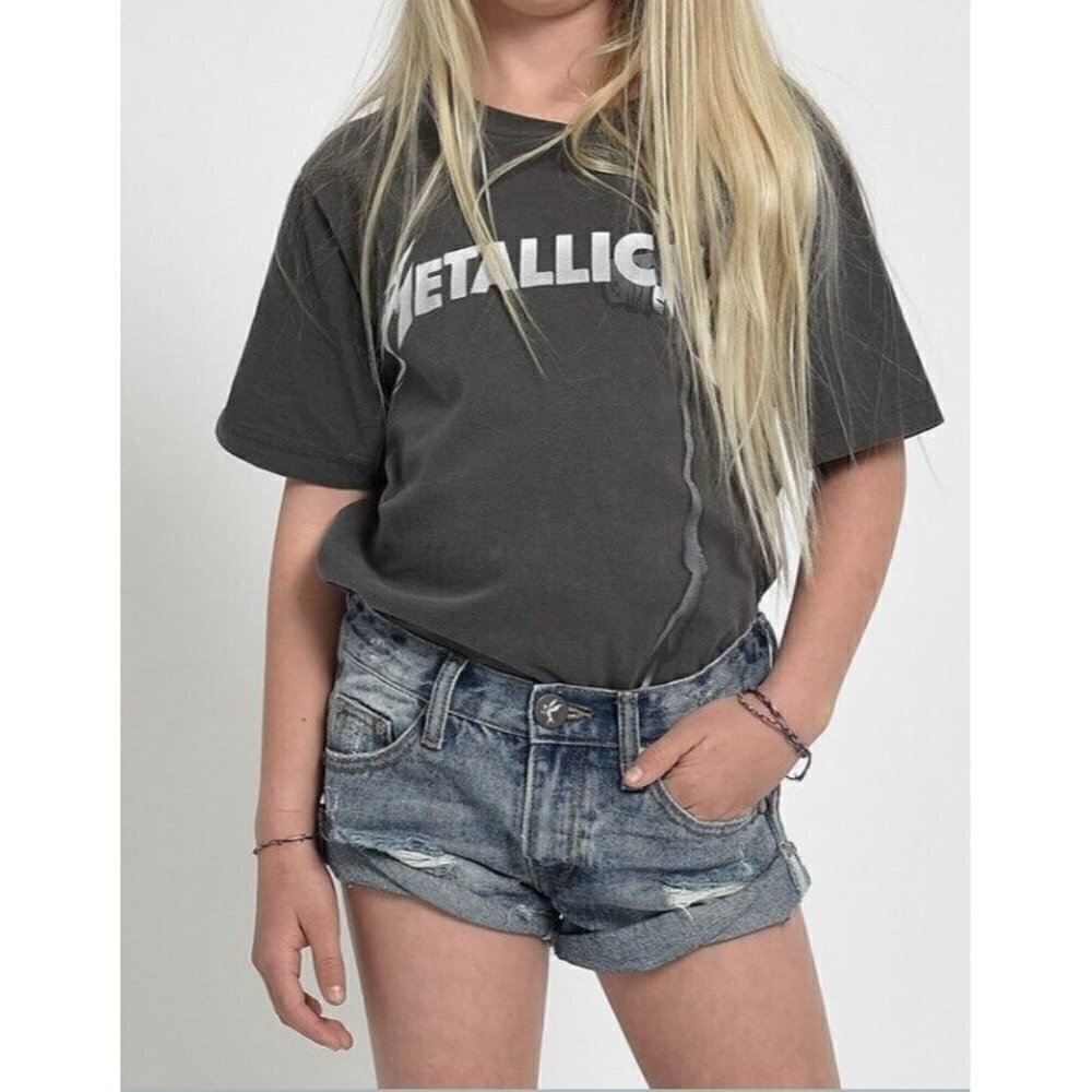 New One Teaspoon Bandit Denim Shorts Girls 5-6 Storm Buoy Blue